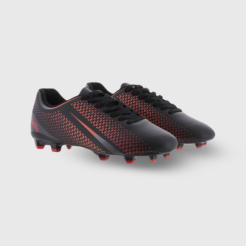 Black and Red O’Neills Meteor Youth football boots with moulded studs and lace closure by O’Neills.