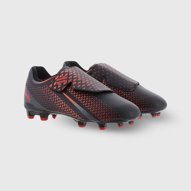 Black and Red O’Neills Tornado Pre-School football boots with moulded studs and Velcro closure by O’Neills.