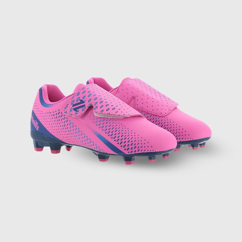 Pink O’Neills Tornado Junior football boots with moulded studs and Velcro closure by O’Neills.