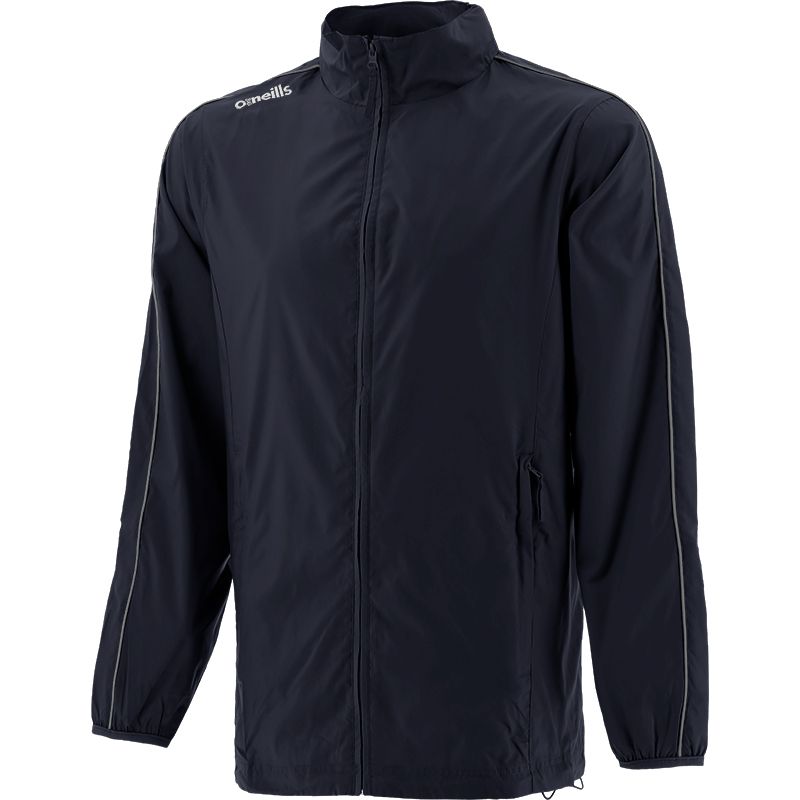 Navy Kids' lightweight rain jacket with hood and zip pockets by O’Neills.