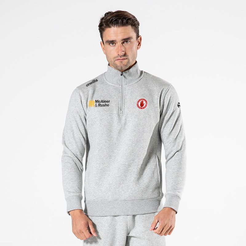 Tyrone GAA Grey Men’s Evolve Fleece half zip sweatshirt with ribbed collar and two side pockets by O’Neills.