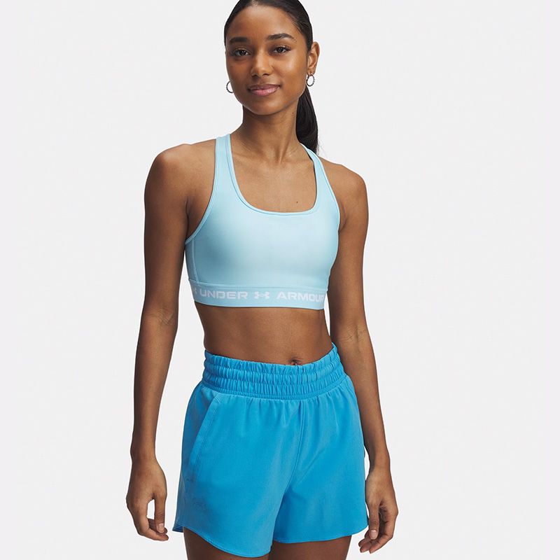 Blue Under Armour Women's Armour Mid Crossback Sports Bra from O'Neills