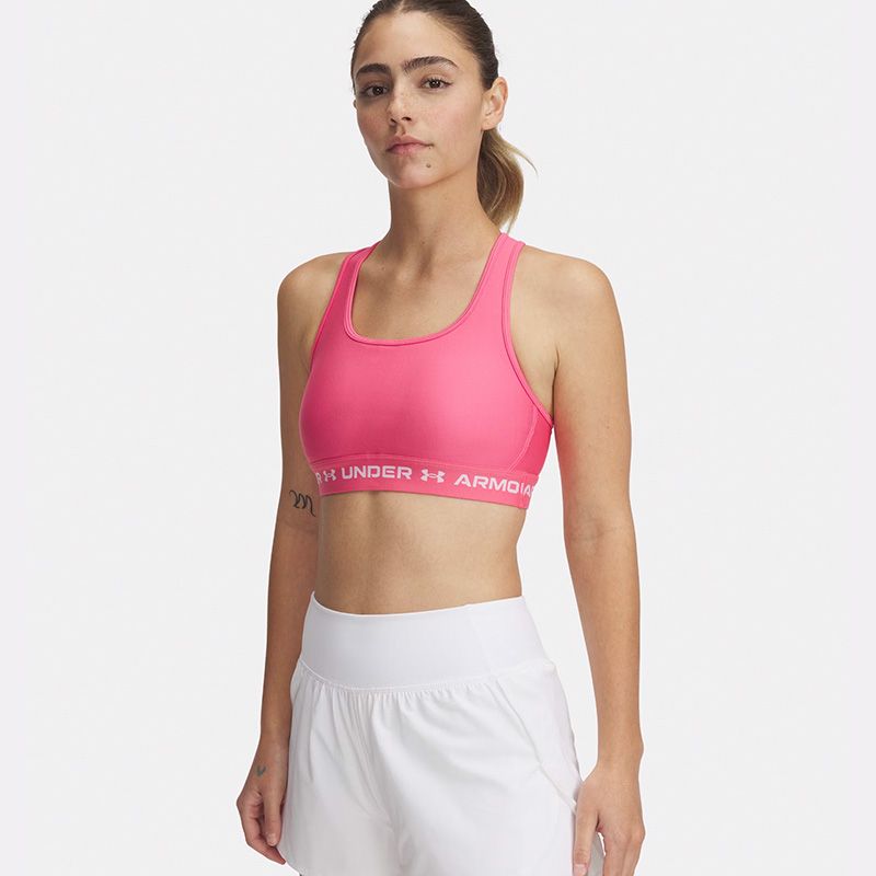 Pink Under Armour Women's Armour Mid Crossback Sports Bra from O'Neills