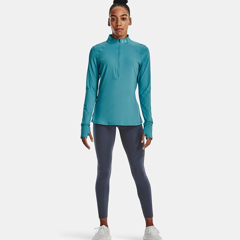 Green Under Armour Women's UA Qualifier Run 2.0 Half Zip, with Built-in thumbholes help keep sleeves in place from O'Neill's.