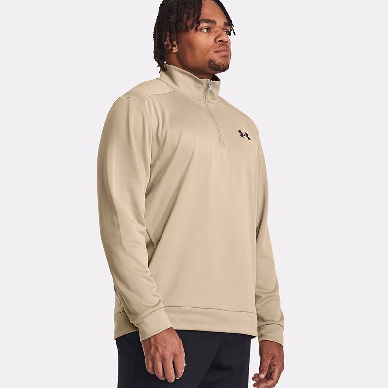 Beige and black Under Armour Men's Armour Fleece® ¼ Zip from O'Neills