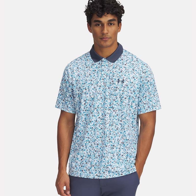 Whit / Blue Under Armour Men's UA Matchplay Printer Polo from O'Neills.