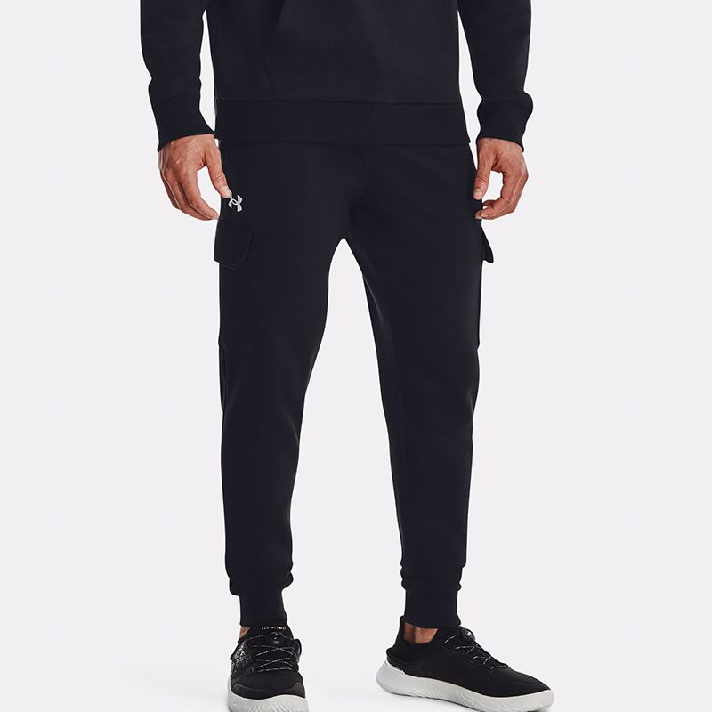 Black and White Under Armour Men's UA Rival Fleece Cargo Joggers from O'Neills
