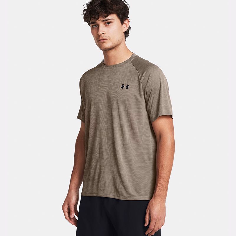 Dusk Under Armour Men's UA Tech™ Textured T-Shirt Taupe From O'Neills.