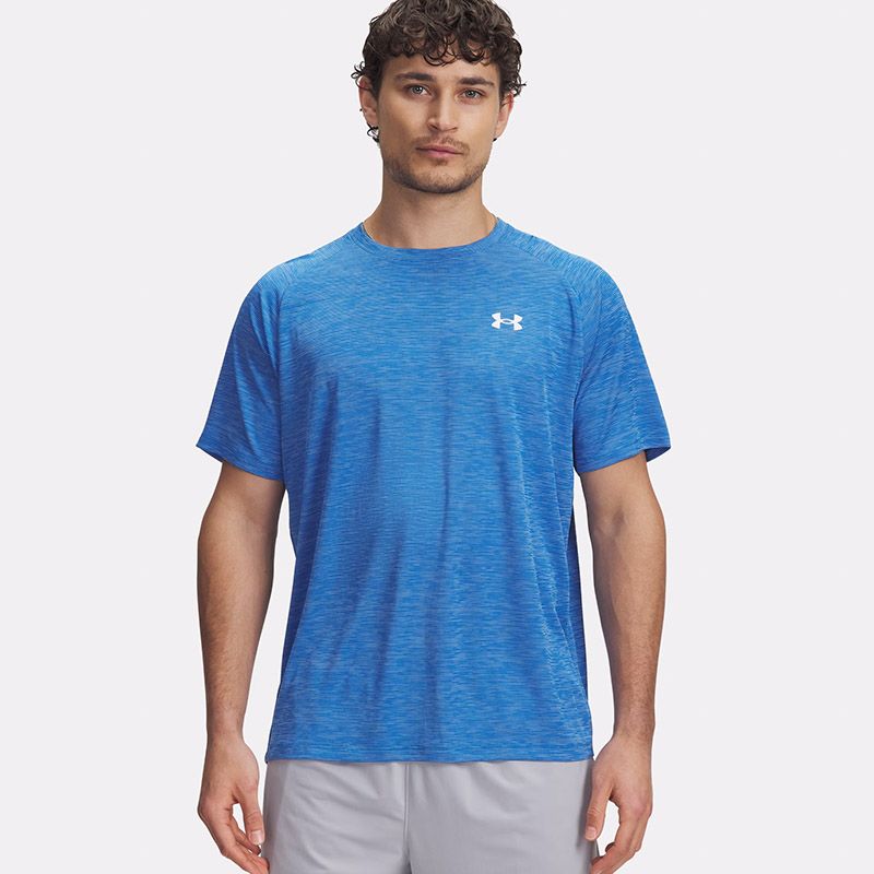 Blue and white Under Armour Men's UA Tech™ Textured T-Shirt from O'Neills
