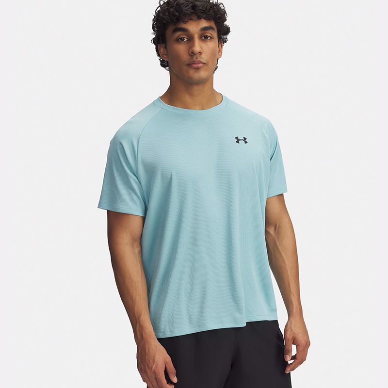 Blue and Black Under Armour Men's UA Tech™ Textured T-Shirt from O'Neills