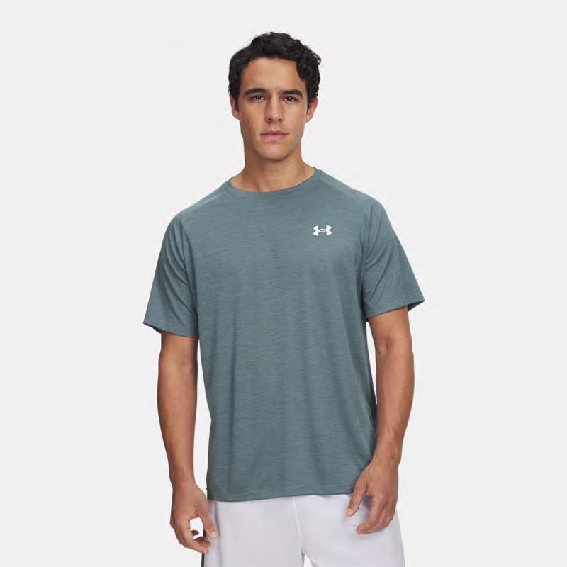 Blue and grey Men's Under Armour UA Tech™ Textured Short Sleeve T-Shirt from O'Neills