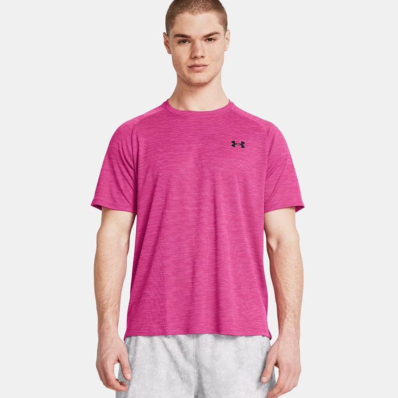 Pink Under Armour Men's UA Tech™ Textured T-Shirt from O'Neills