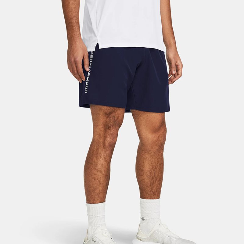 Navy Men's Under Armour UA Woven Wordmark Shorts from O'Neills.