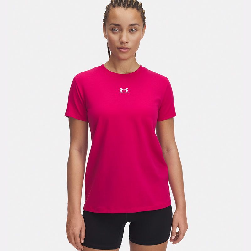 Pink Under Armour Women's UA Rival Core T-Shirt from O'Neills