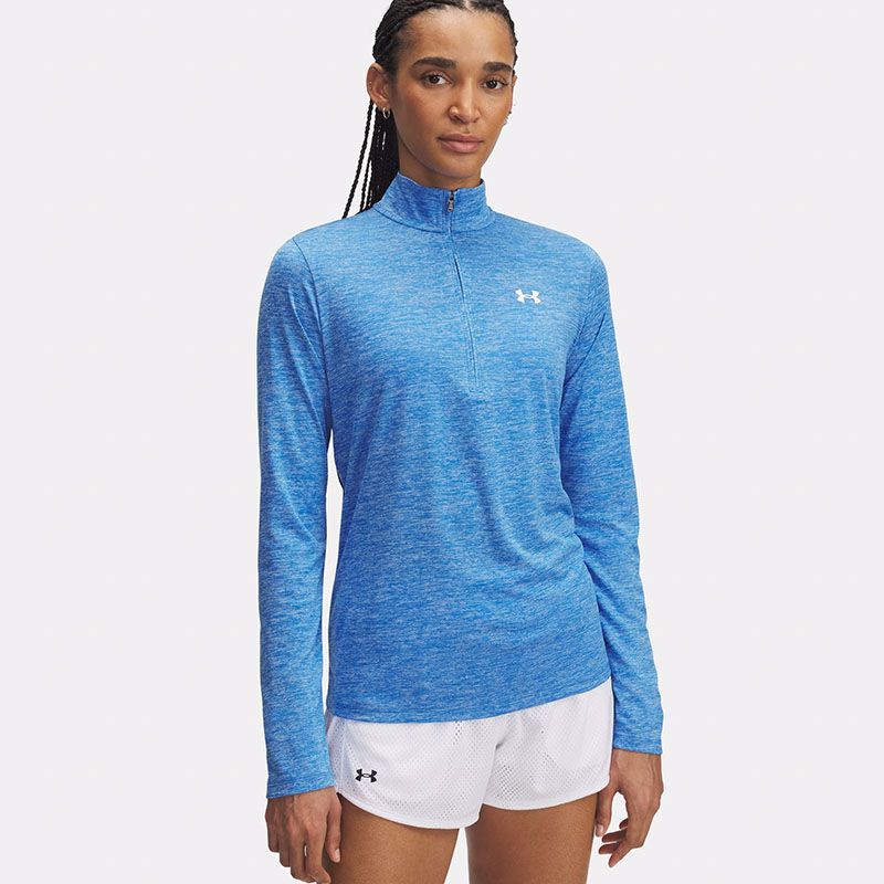 Blue and White Under Armour Women's UA Tech™ Twist Half Zip Top from O'Neills