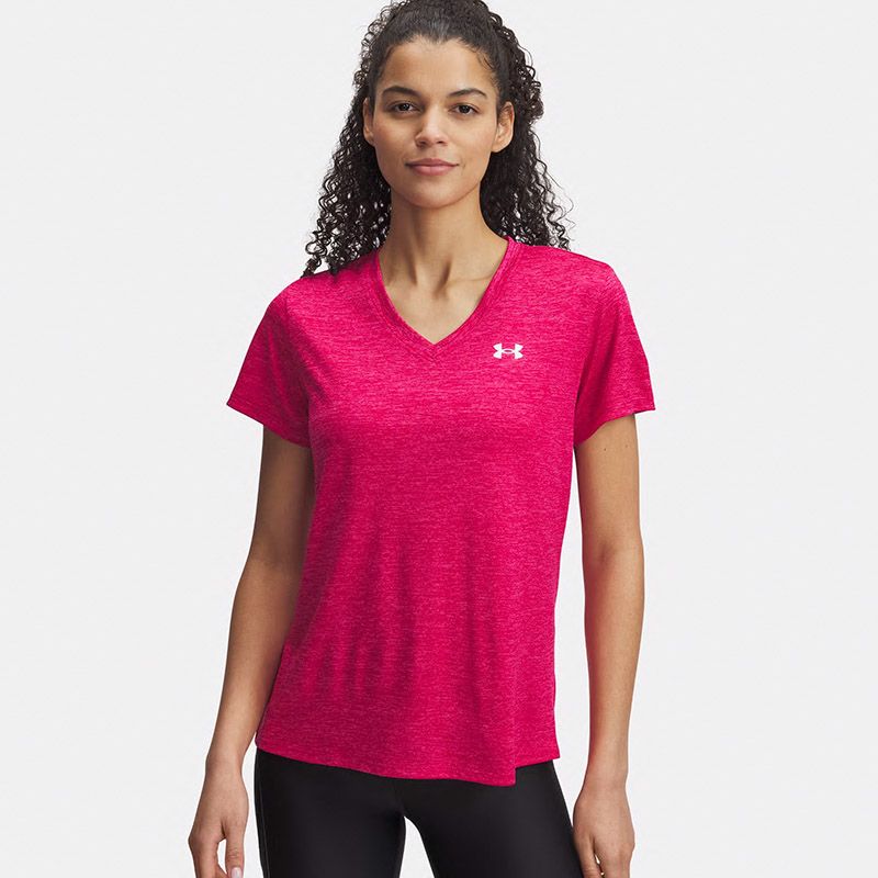 Pink Under Armour Women's UA Tech™ Twist V-Neck T-Shirt from O'Neills