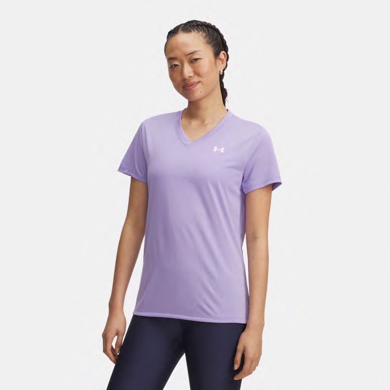 Purple and white Under Armour Women's UA Tech™ V-Neck T-Shirt from O'Neills