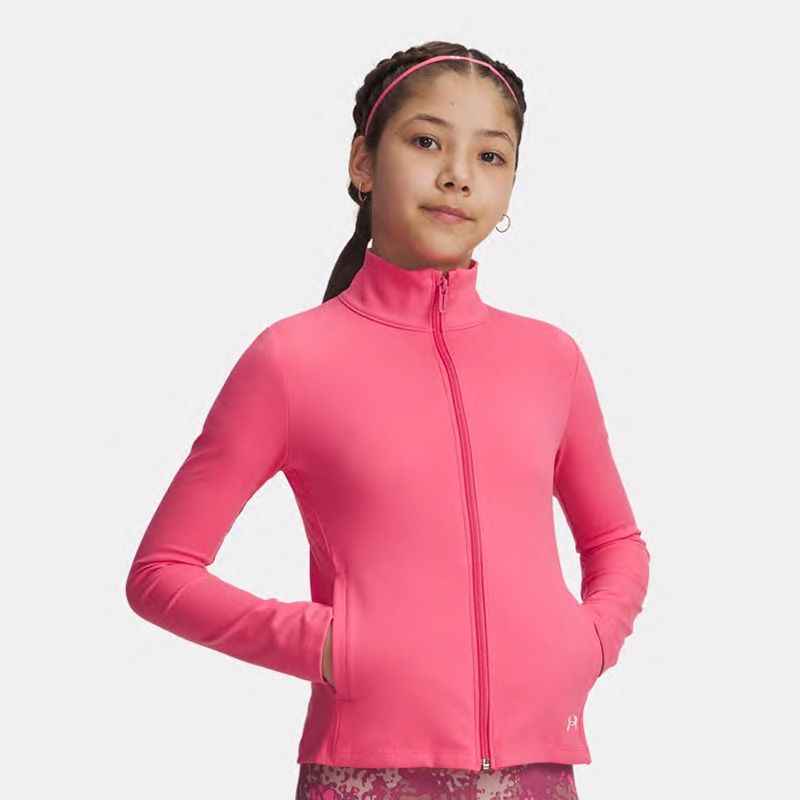 Pink and white Under Armour Kids' Motion Jacket from O'Neills