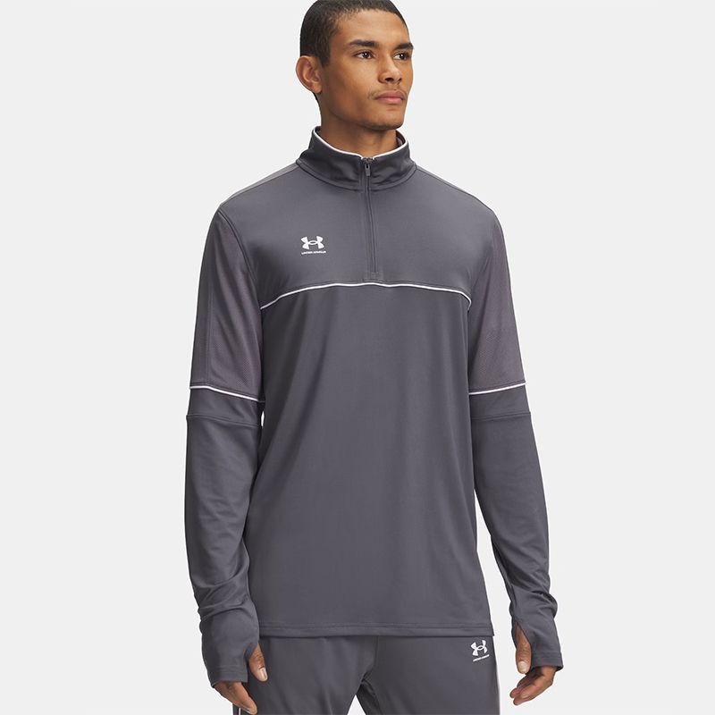 Grey and white Under Armour Men's UA Challenger Training 1/4 Zip Top from O'Neills