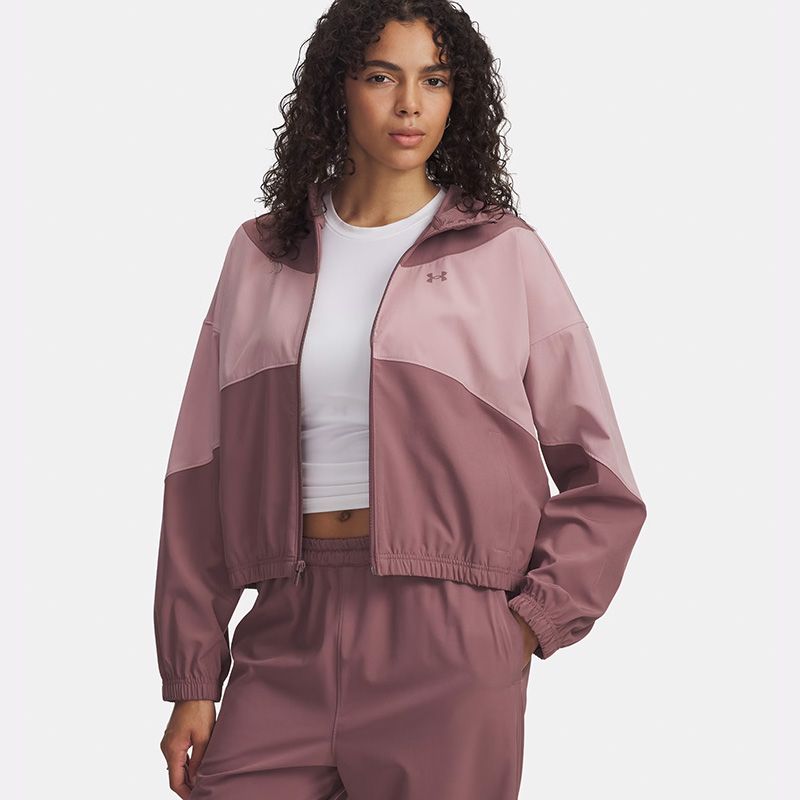 Maroon Under Armour Women's UA Rival Woven Jacket From O'Neills