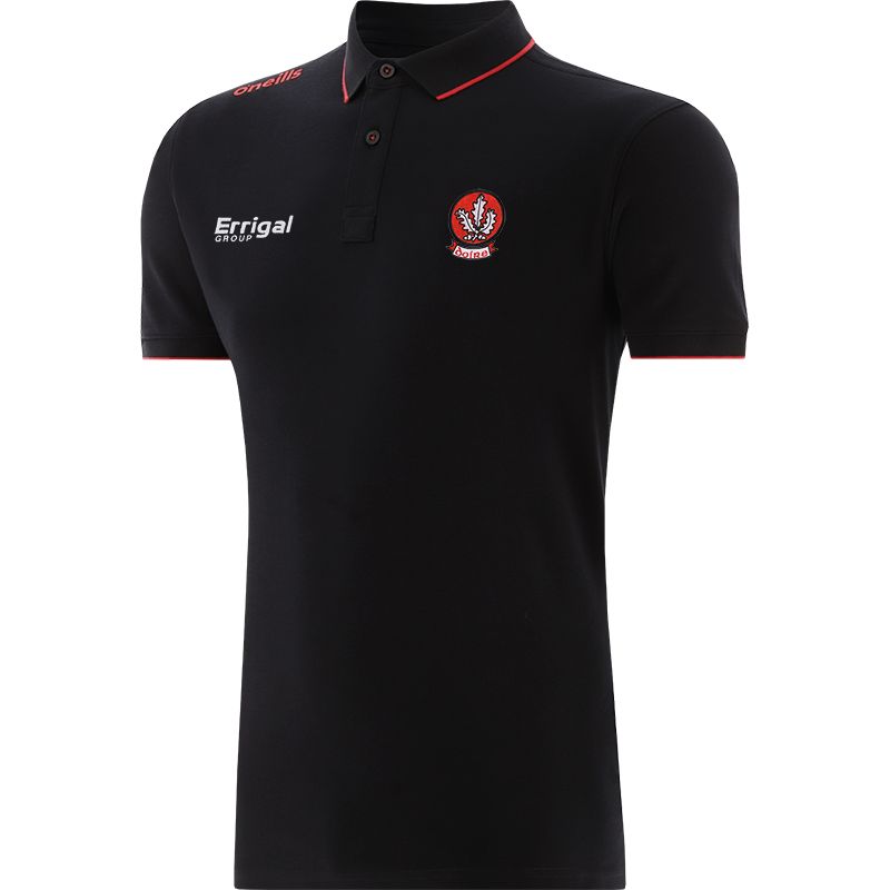 Black Men’s Derry GAA Venture Pima Cotton Polo Shirt with ribbed collar and cuffs by O’Neills.
