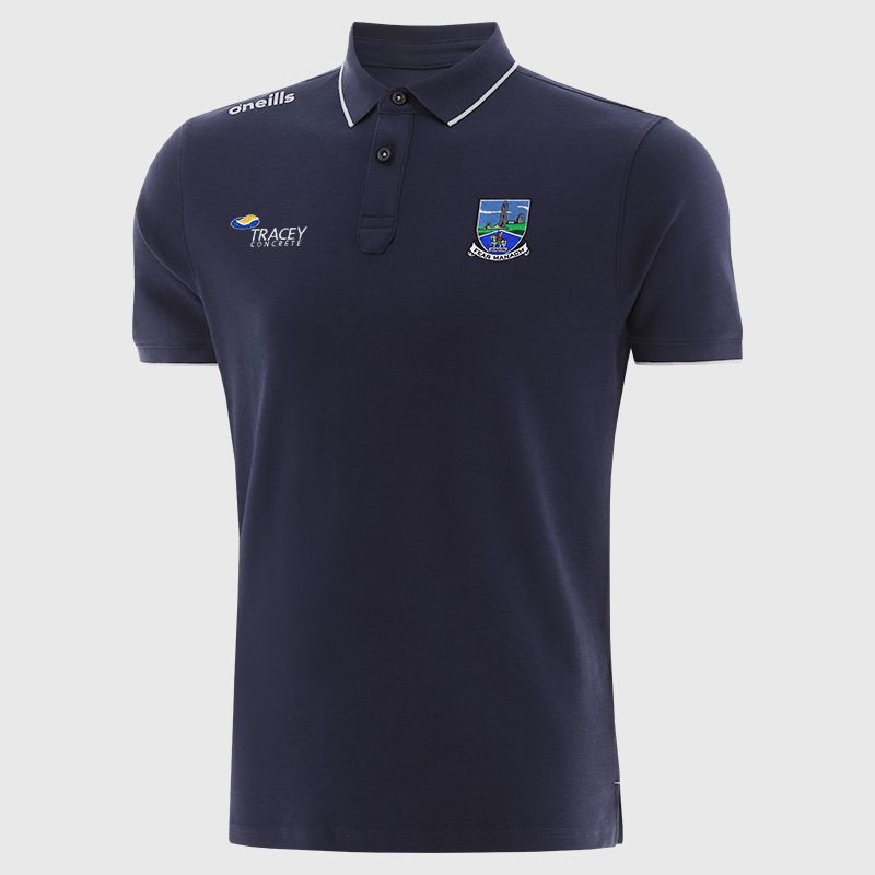 Navy Fermanagh GAA Men’s Venture Pima Cotton Polo Shirt with ribbed collar and cuffs by O’Neills.