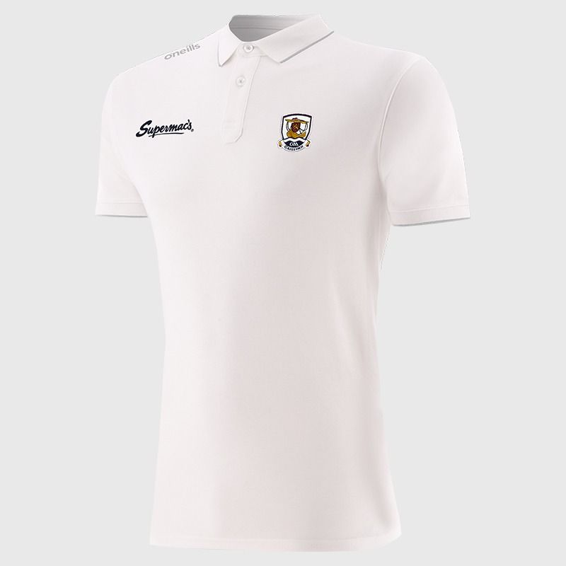 White Men’s Galway GAA Venture Pima Cotton Polo Shirt with ribbed collar and cuffs by O’Neills.