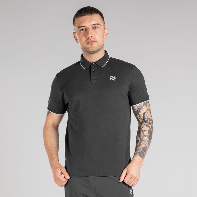 Black Men’s Venture Pima Cotton Polo Shirt with ribbed collar and cuffs by O’Neills.