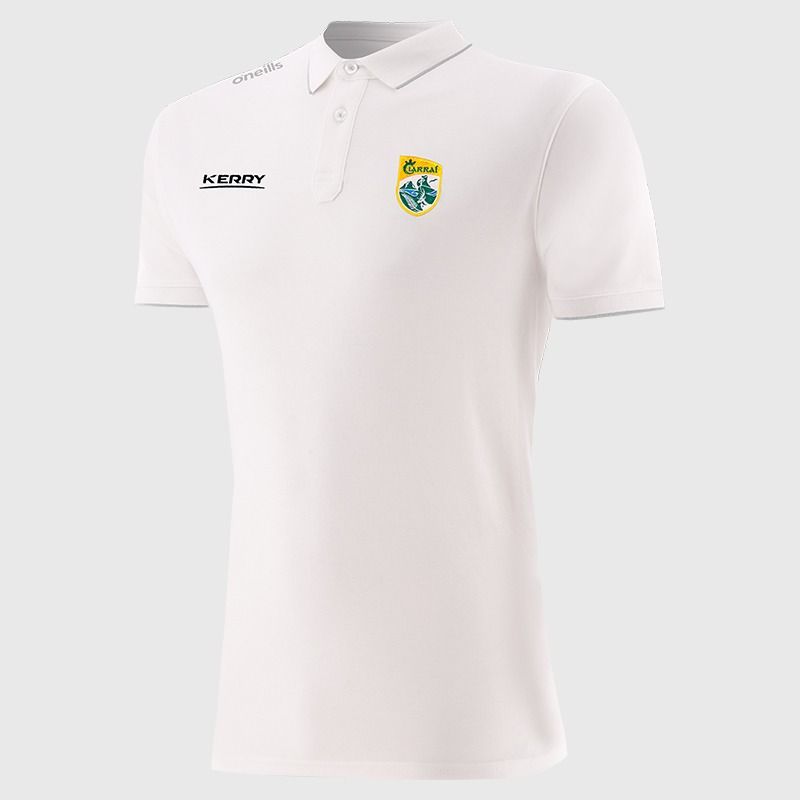 White Men’s Kerry GAA Venture Pima Cotton Polo Shirt with ribbed collar and cuffs by O’Neills.
