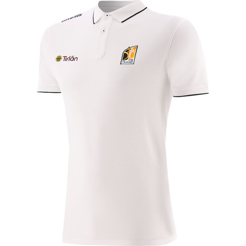 White Men’s Kilkenny GAA Venture Pima Cotton Polo Shirt with ribbed collar and cuffs by O’Neills