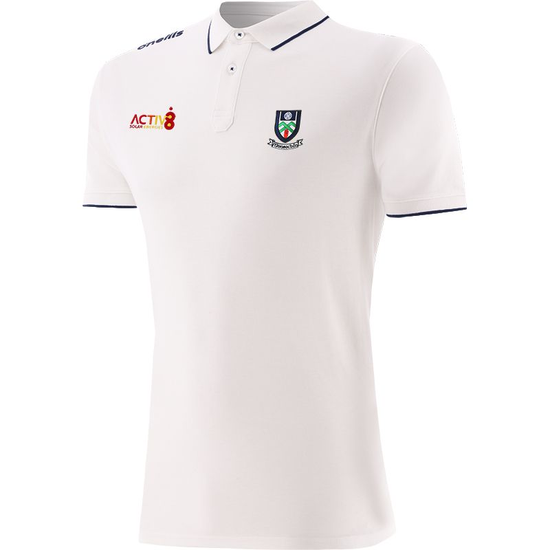 White Men’s Monaghan GAA Venture Pima Cotton Polo Shirt with ribbed collar and cuffs by O’Neills