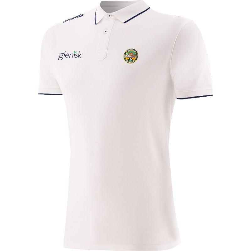 White Men’s Offaly GAA Venture Pima Cotton Polo Shirt with ribbed collar and cuffs by O’Neills