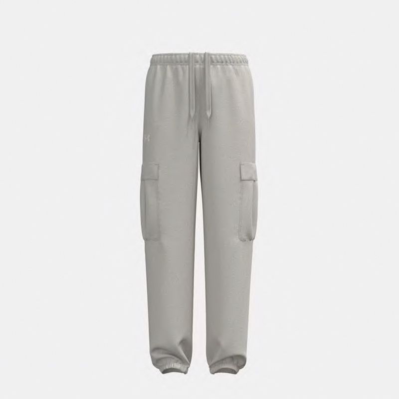 Grey and white Under Armour Kids' UA Rival Woven Cargo Pants from O'Neills