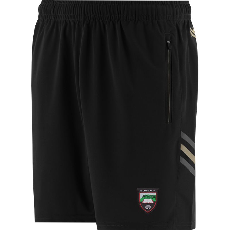 Black Men's Sligo GAA training shorts with zip pockets by O’Neills.