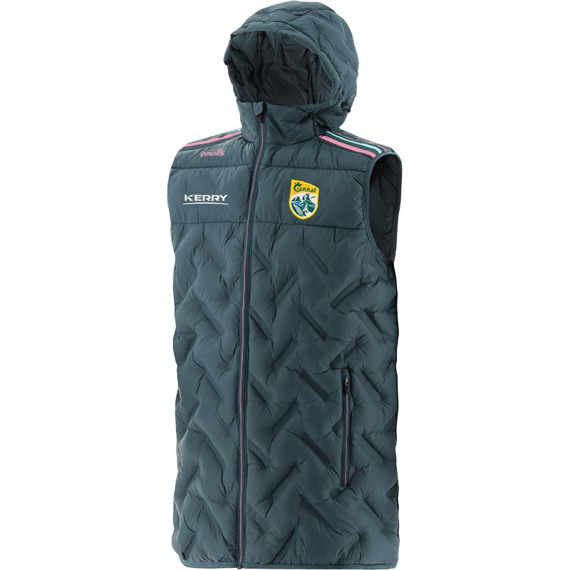 Marine kids' Kerry GAA Weston Hooded Padded Gilet with hood and two zip pockets by O’Neills.