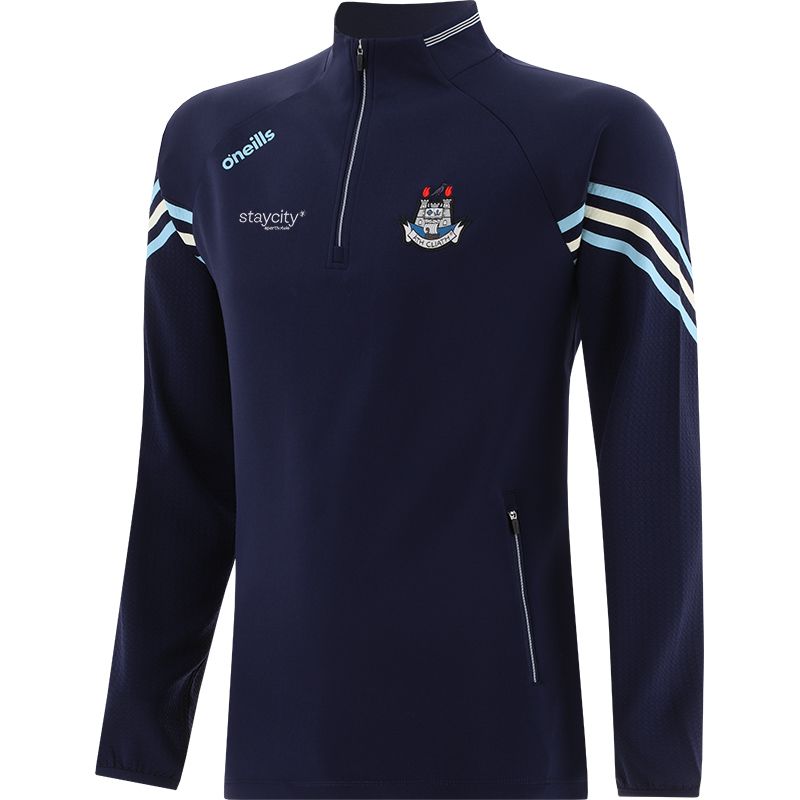 Men's Dublin GAA Hybrid Half Zip Top with zip pockets and county crest by O’Neills. 