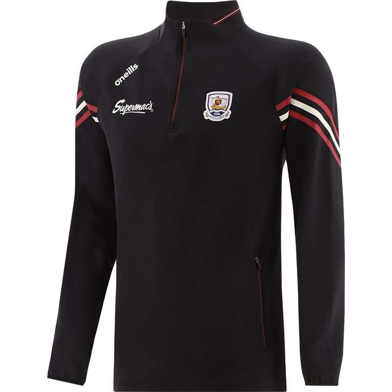 Black Men's Galway GAA Hybrid Half Zip Top with zip pockets and county crest by O’Neills. 