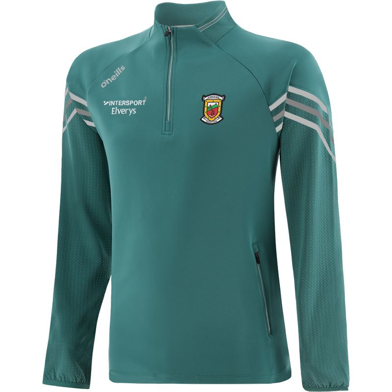 Green Mayo GAA Hybrid Half Zip Top with zip pockets and county crest by O’Neills. 