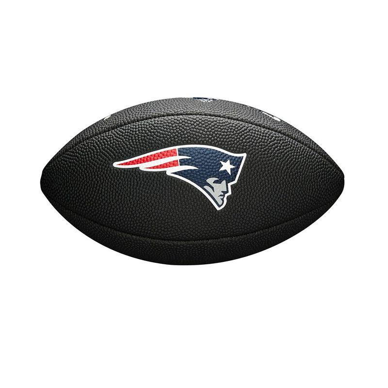 Black Wilson NFL New England Patriots logo mini football, with soft touch composite material from O'Neills.