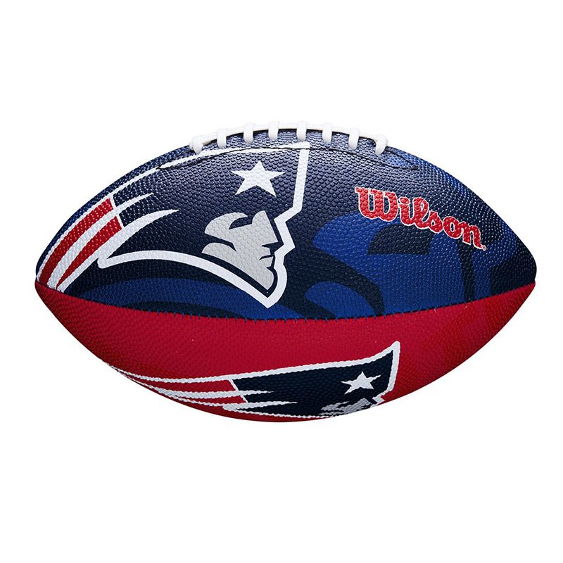 Navy and Red Wilson NFL New England Patriots tailgate junior size football, with improved grip from O'Neills.
