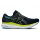 blue and green ASICS men's running shoes with GUIDESOLE technology helping to conserve energy, from O'Neills