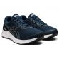 twin side profile of blue and black ASICS men's runners with a flexible mesh upper from O'Neills
