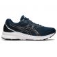 side profile of blue and black ASICS men's runners with a flexible mesh upper from O'Neills