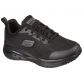 Black Skechers women's work trainers in a sleek, sporty design with a lace up closure from O'Neills
