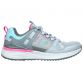 grey, blue and pink Skechers women's walking shoes with soft woven mesh and a smooth leather and synthetic upper from O'Neills