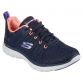 Women's Navy Skechers Flex Appeal 4.0 - Elegant Ways Trainers, with Air-Cooled Memory Foam cushioned insole from O'Neills.