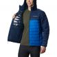 Navy and blue Men's Columbia Powder Lite Hooded Jacket with a reflective lining from O'Neills.