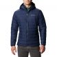 Navy men's Columbia Powder Lite Hooded Jacket with silver logo on the left chest and zipped side pockets from O'Neills.