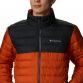 Orange and Black Columbia Puffer Jacket with high neck and silver logo on left chest from O'Neills.