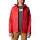 Red Columbia women's lightweight waterproof nylon jacket, with attached hood, zippered chest and hand pockets and a drawcord hem from O'Neills.
